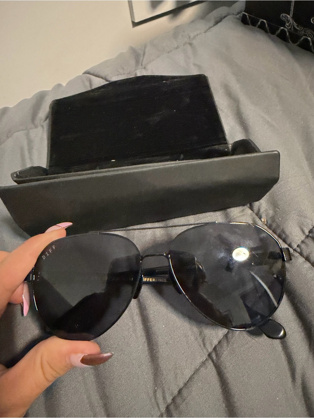 DIFF Eyewear Dash II Black Oversized Aviator Sunglasses